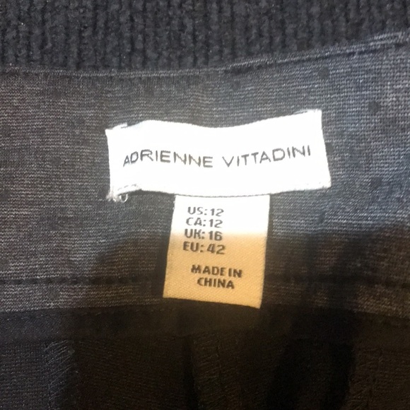 Adrienne Vittadini Gray Polka Dot Straight Leg Trouser Pants w/Faux Pockets-12 - Picture 9 of 12